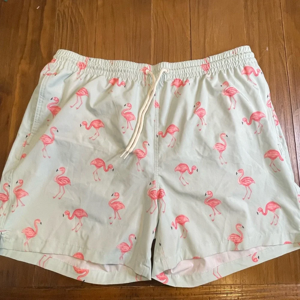 Wave Zone lined Swim Trunks sea foam green  with flamingos size XXL‎